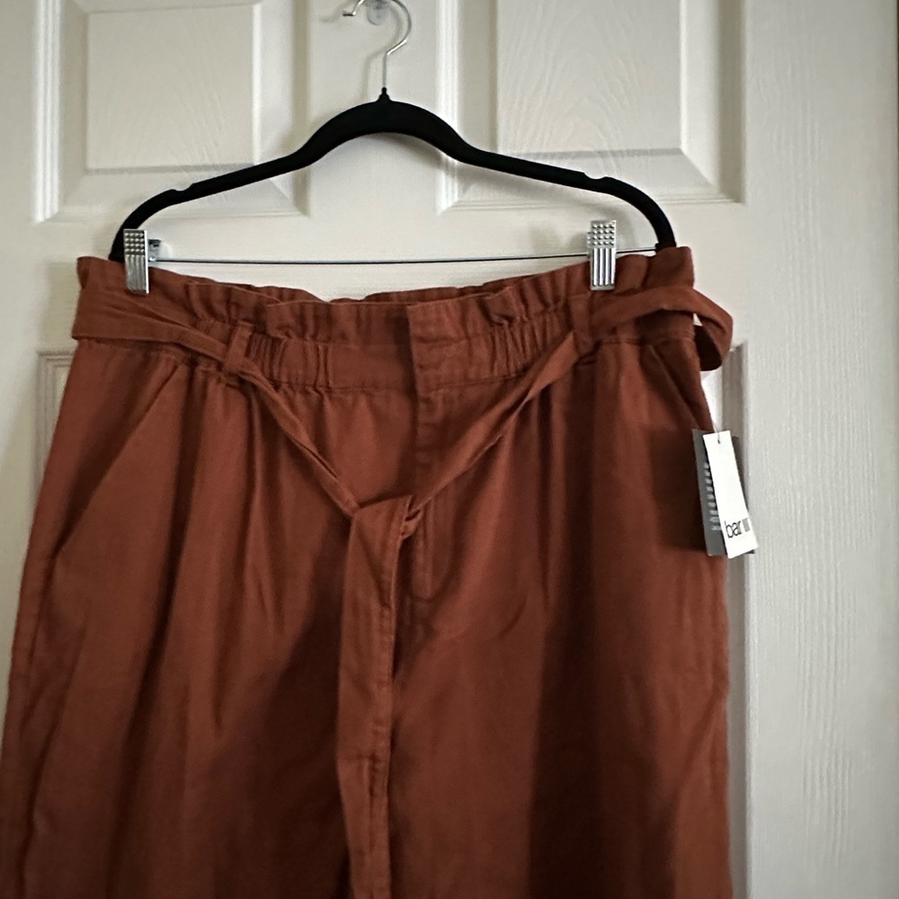 Becca Tilley x Bar III Womens High Rise Ruched Paperbag Pants Gingerbread XXL - Picture 6 of 8